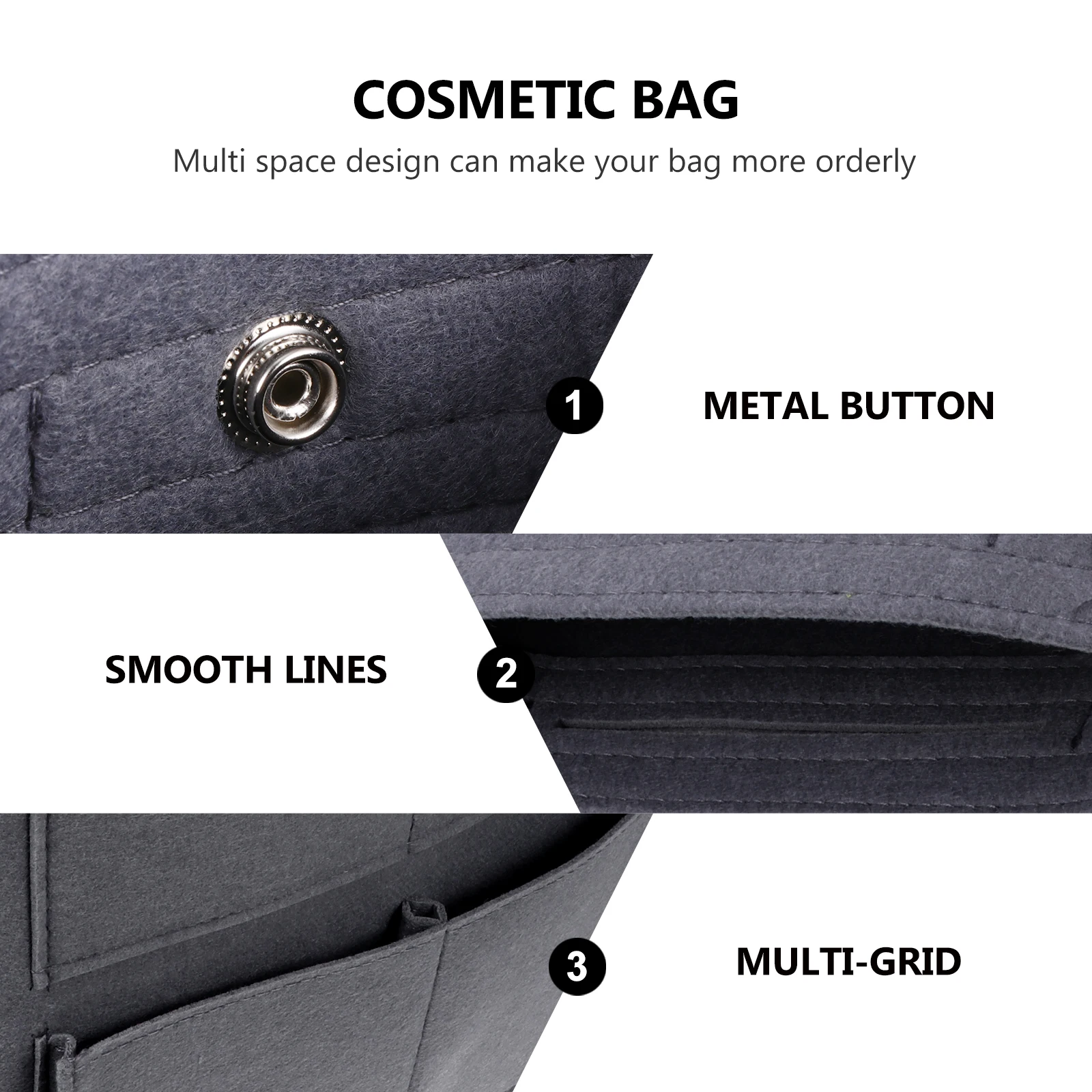 

Felt Storage Pouch Large Capacity Makeup Bag Travel Toiletry Case Cosmetics ganizer Liner Handbag Gift For Women