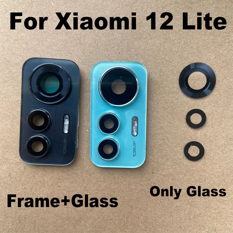 For Xiaomi 12 Lite Back Camera Glass Lens Rear Camera Glass Frame Cover With Adhesive Sticker Glue Replacement