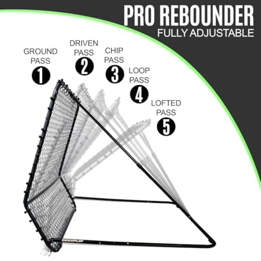 Pro Soccer Rebounder Net 2 Sizes - Heavy Duty Ball Rebounder with Adjustable Angle Galvanized Steel Frame Rubber Feet for Grass