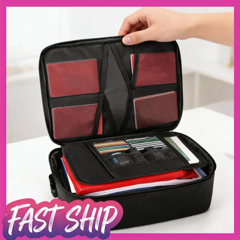 

Document Bag with Water-Resistant Zipper Portable Travel Home Organizer Bag for Laptop Passport Certificates Cards