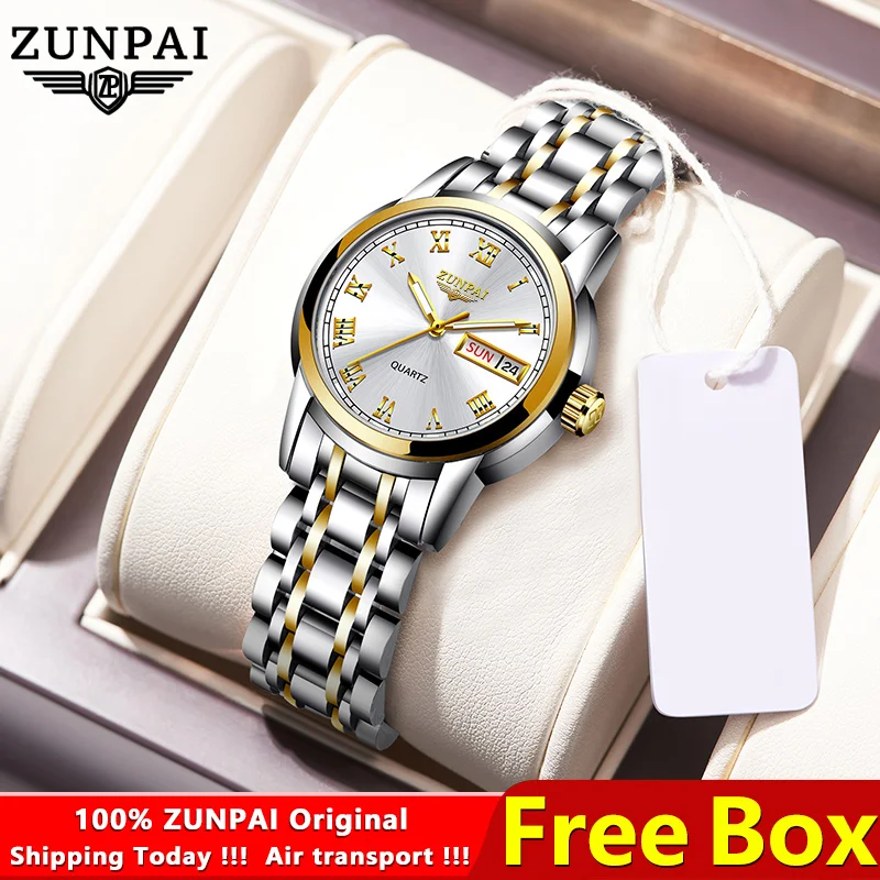 ZUNPAI Origina Ladies Watch Rose Gold Top Luxury Brand Leather Watch Female Trend Fashion Waterproof Luminous Wristwatches