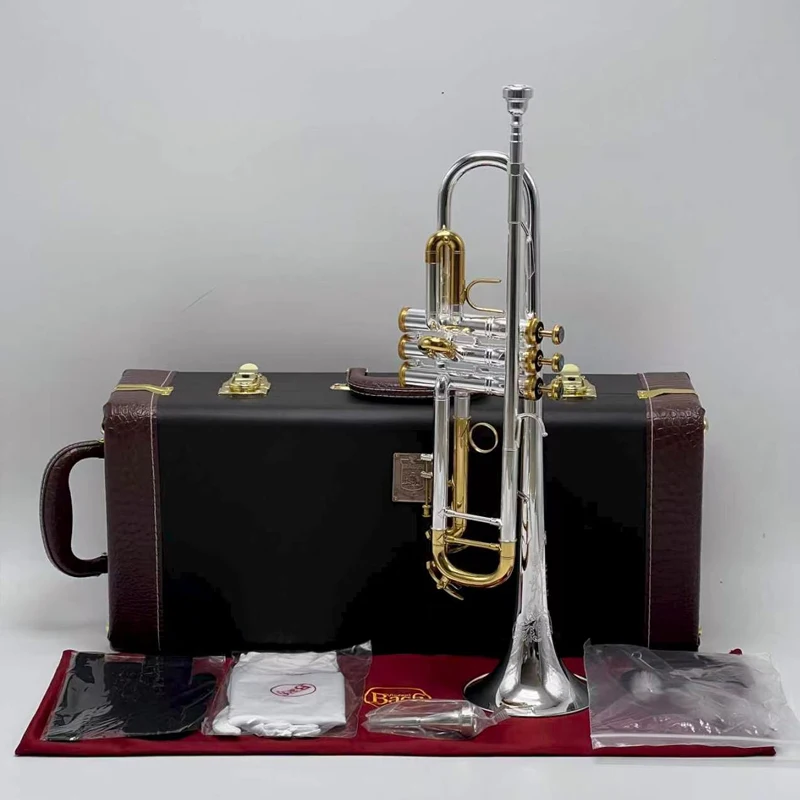 Hochwertige LT180S-37GS Bb-Trompete aus Messing, Versilberte Bb-Trompete mit Mundstück, Handschuhen und Etui
