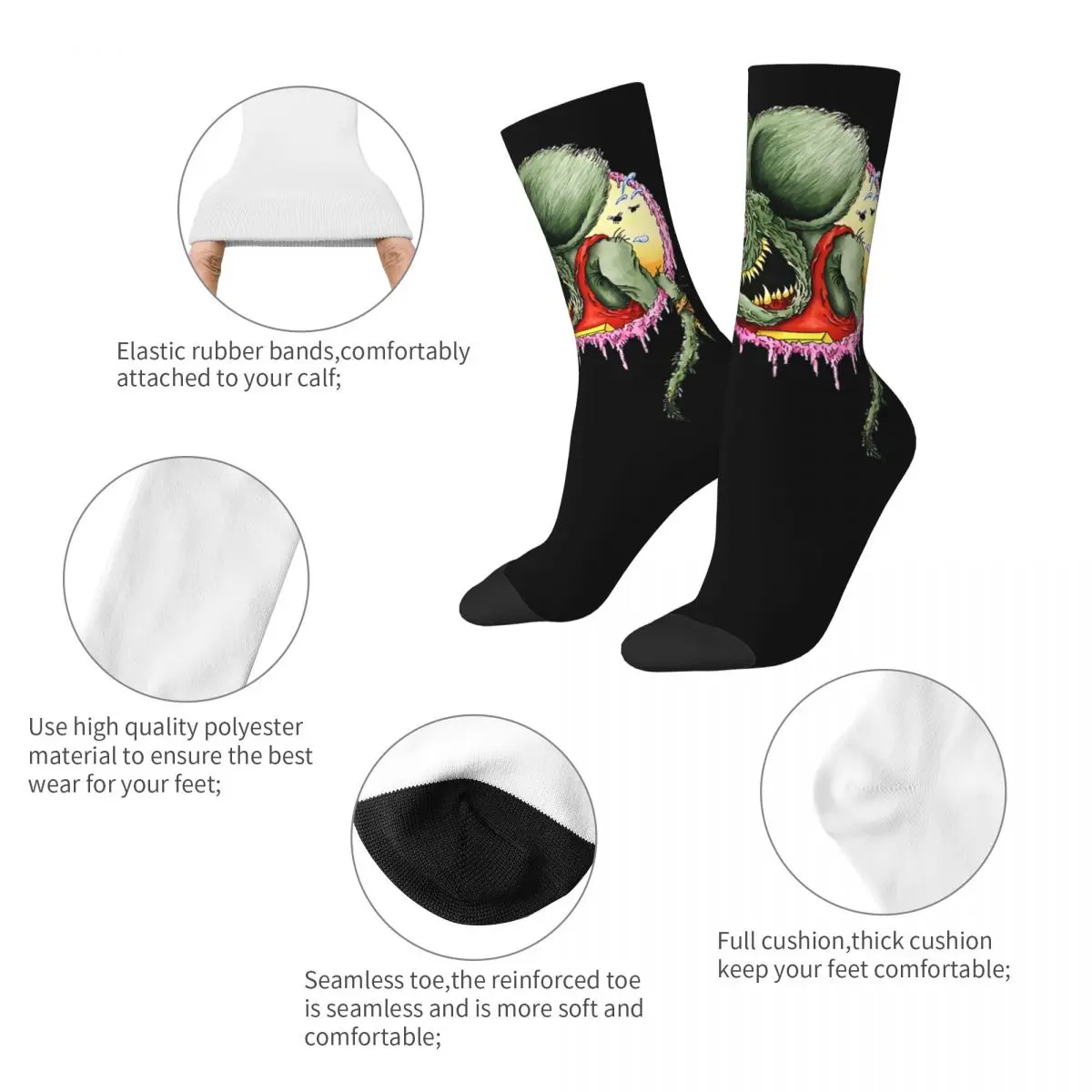 Contes du Rat Fink 7 Chaussettes, Bas Gothiques Harajuku, Anti-Transpiration, Chaussettes d'Escalade Personnalisées, Confortables pour Couple, Automne