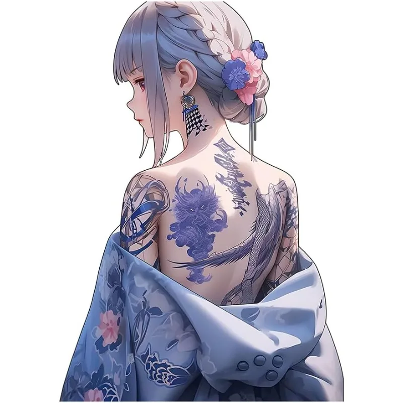 1Pc Tattooed Geisha Girl Waterproof Vinyl Sticker Decal For Car Motorcycle Camper Van Auto Body Exterior Modification Decor