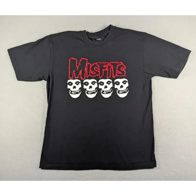 Camiseta Misfits talla adulto XL negra Four Skull Band Rock 2000's