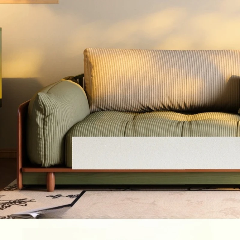 

2025 French Retro Fabric Sofa, Dark Green Three-Seater for Compact Living Rooms with Solid Wood Frame