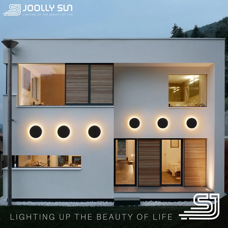 JoollySun Waterproof Wall Light Outdoor Wall Lamp LED Lighting for Bedside Living Room Gate Side Decor Modern Round Wall Sconce