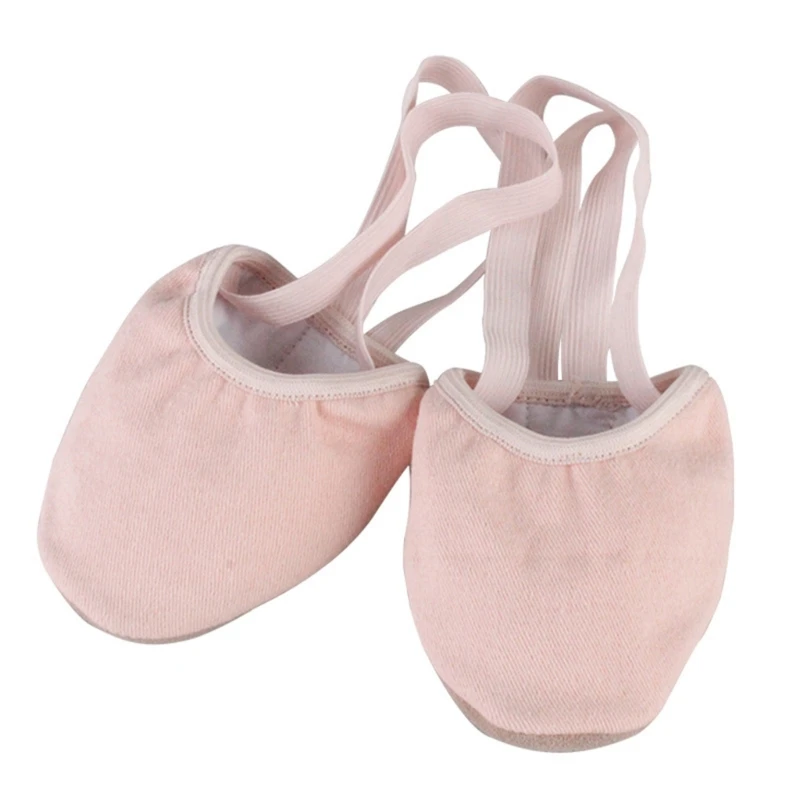 95AB – chaussures danse à demi-semelles pour femmes, chaussures Pirouette en toile extensible/cuir pour le Ballet, danse