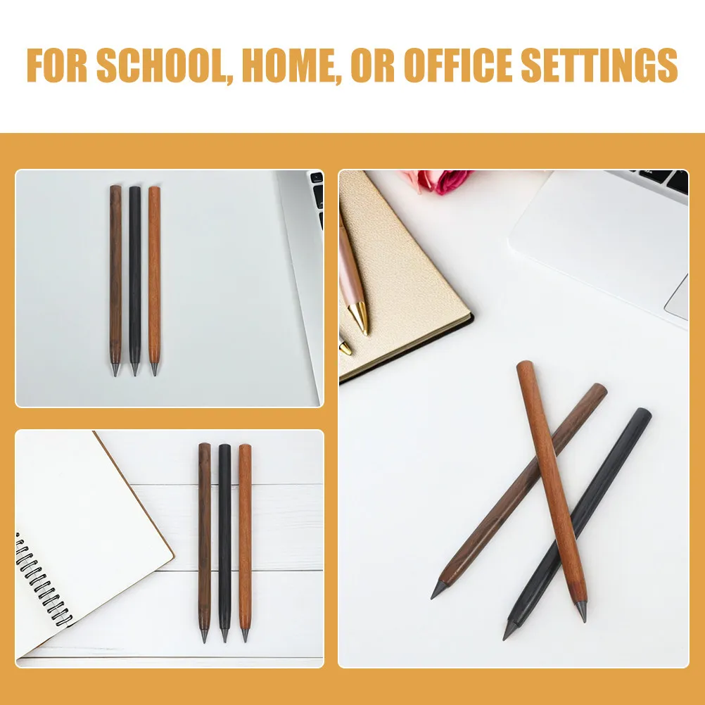 6Pcs Natural Wood Pencils Never Sharpen Indestructible Break Proof Student Office Artist School Writing Supplies