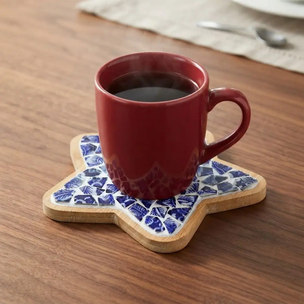 Chinese Style Blue White Porcelain Coaster Material Kit Heat-resistant Smooth Granular Edge Blue White Porcelain Placemat