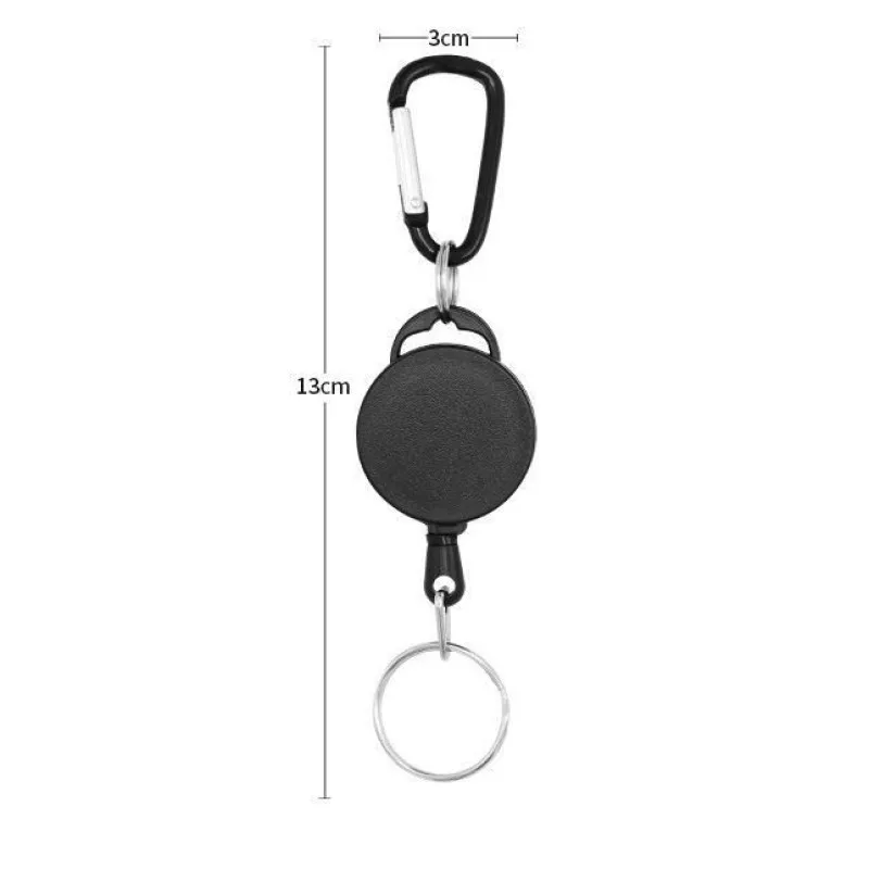1/2 piece black men's high elasticity stretchable anti loss keychain, outdoor easy to pull rope recycling device