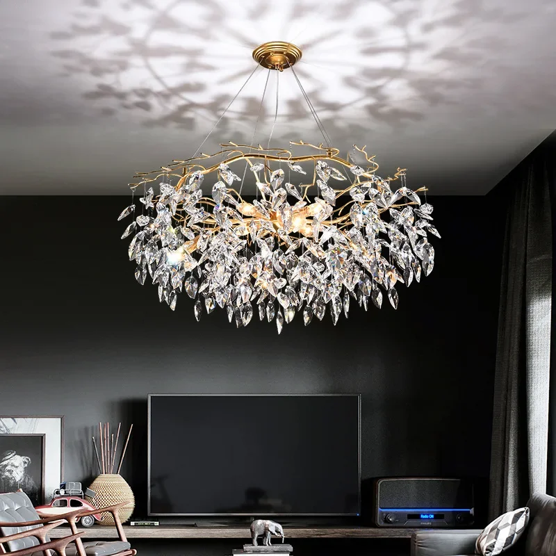 Chandelier lustre crystal lamp gold branch lamp lamparas modernas salones hotel grandes modern led chandelier