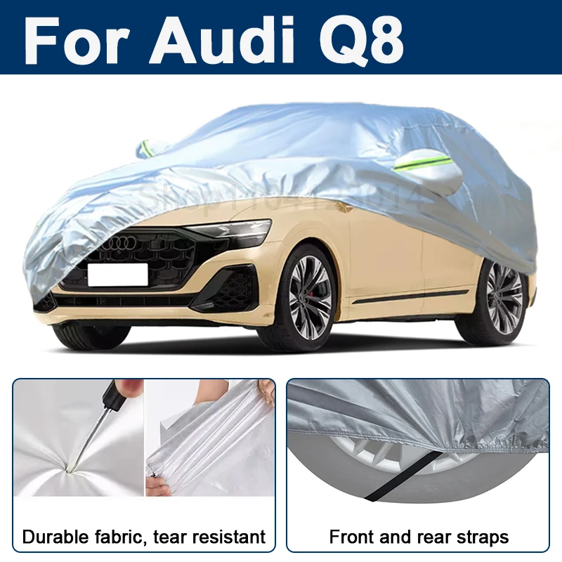 

Всепогодный чехол для автомобиля Audi Q8 с отражающими полосами, водонепроницаемый, снегозащитный, пылезащитный, с защитой от УФ-излучения, аксессуар для экстерьера автомобиля