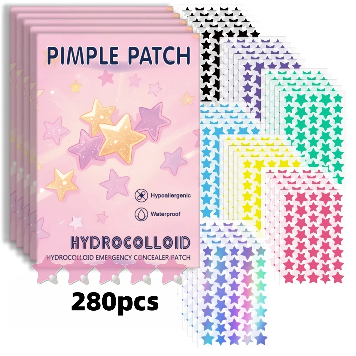

280 Star Acne Patch, Waterproof and Breathable, Daily Facial Use, Facial Skin Cover and Care Essentials, Personal Care.