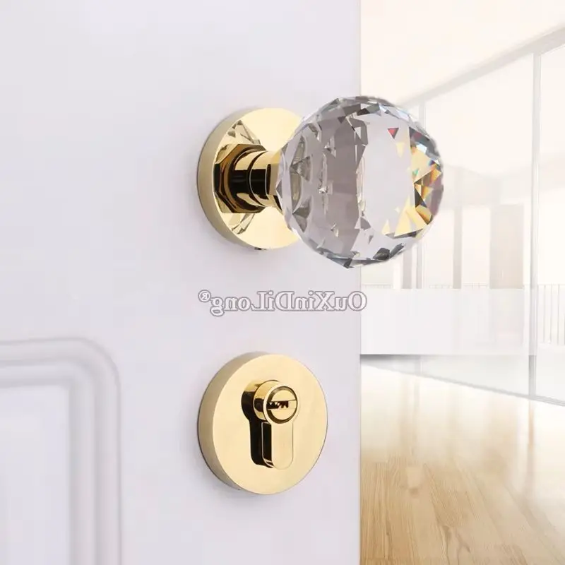 Top Luxury European Crystal Ball Lock Copper Interior Door Knobs Lock Living Room Bedroom Bathroom Mute Door Locks