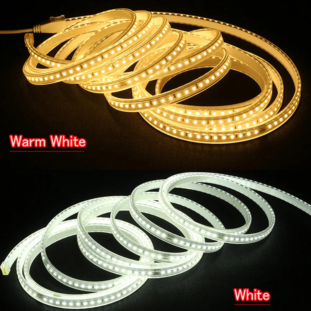 LED Strip Light 120xSMD2835/m EU Plug In AC220V 8W/m Waterproof High Brightness Flexible Home Ceiling Kitchen Garden Tape Lamp