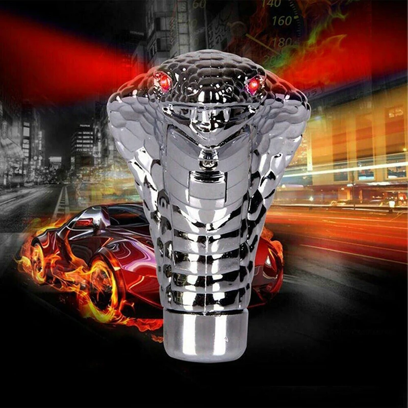 NEW Universal Auto Car Manual Gear Shift Knob Stick Led Eyes Chrome Snake Cool Shift Lever For BMW Toyota Honda Car Goods