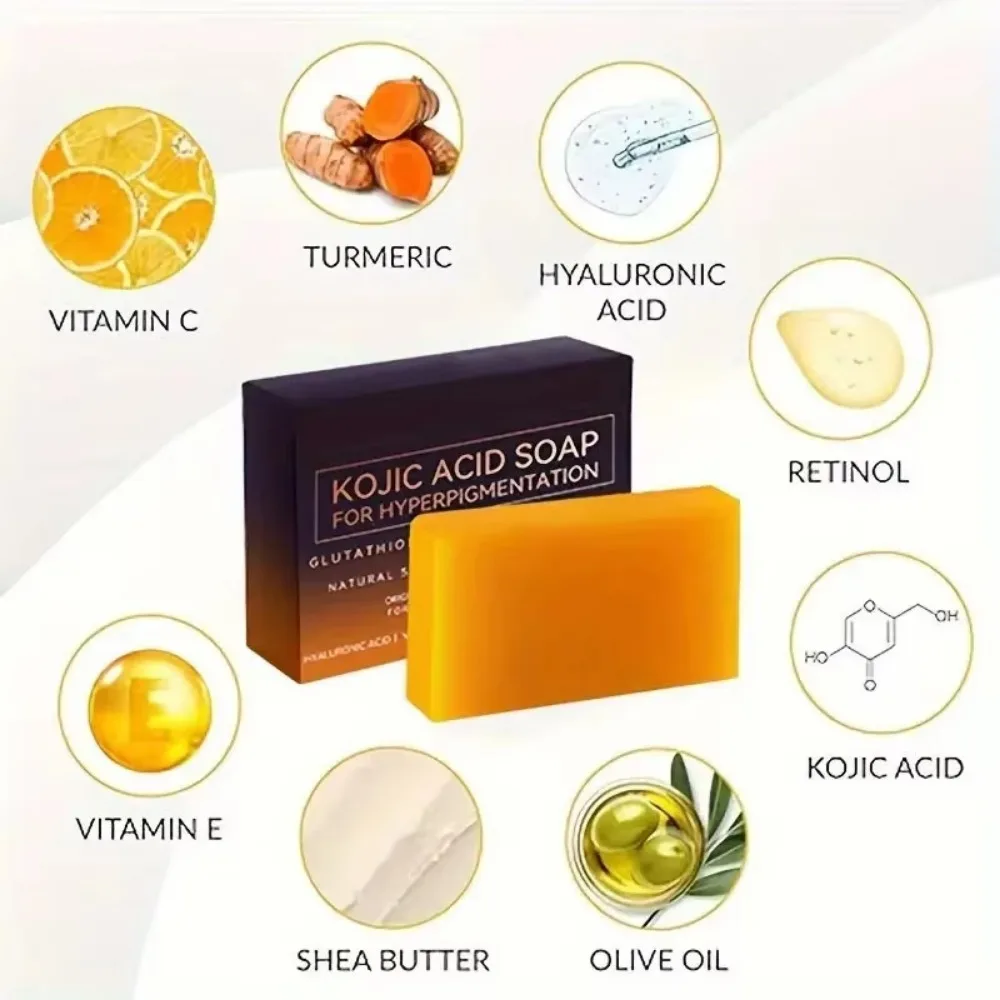 Kojic Acid Turmeric Soap Dark Spot Remove Soap for Women Men Cleaning The Face Oil Control Even Tone Skin Products Natural Bar