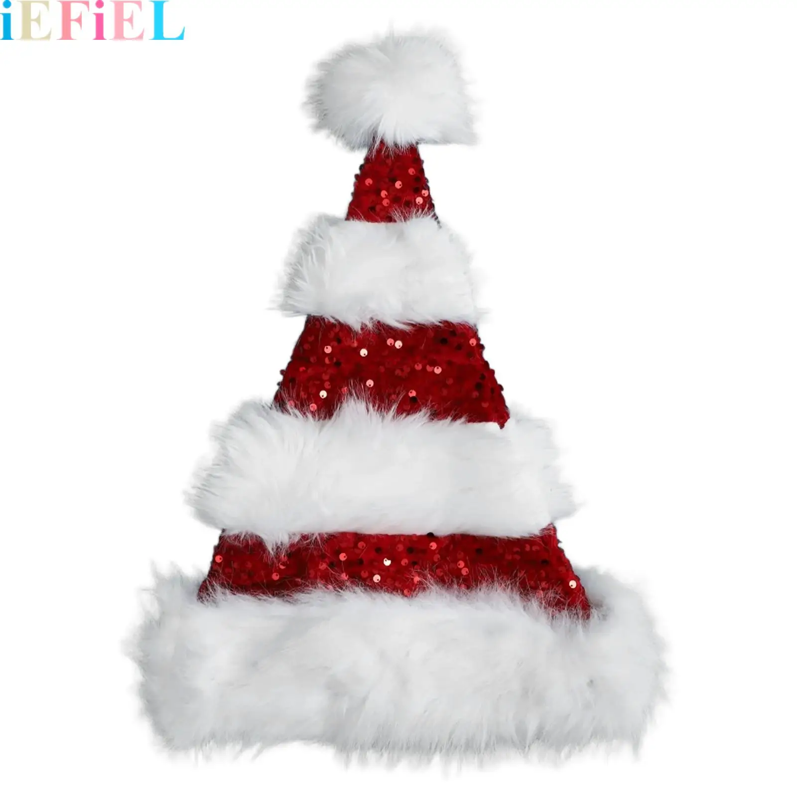 

Soft Plush Christmas Santa Hat Christmas Pompom Hat for Adults Men Women Xmas Holiday Party Gift