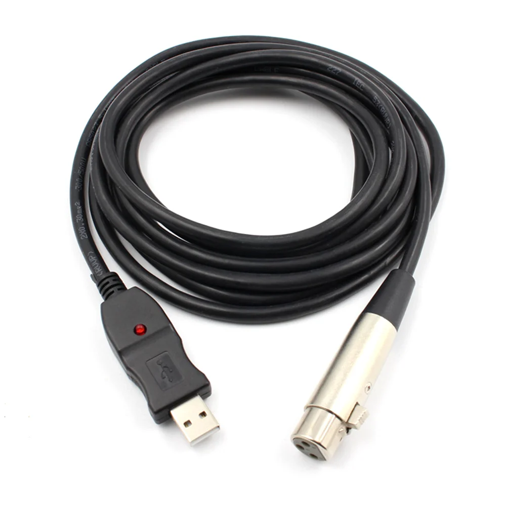 USB Microphone Cable 3 Meter Microphone Cable Computer USB to XLR Microphone Connect Computer Cable Audio Cable Adapter