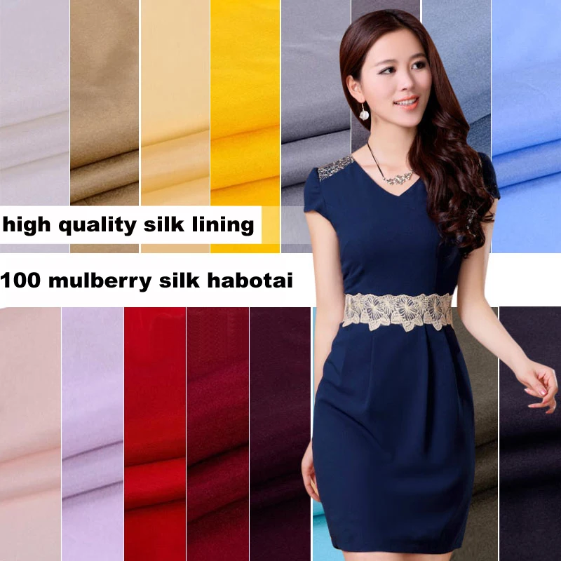 Pure Mulberry Silk Linings Habutai Fabric Tissu Smooth Feeling Silk Habutai Fabric for Clothes Lining