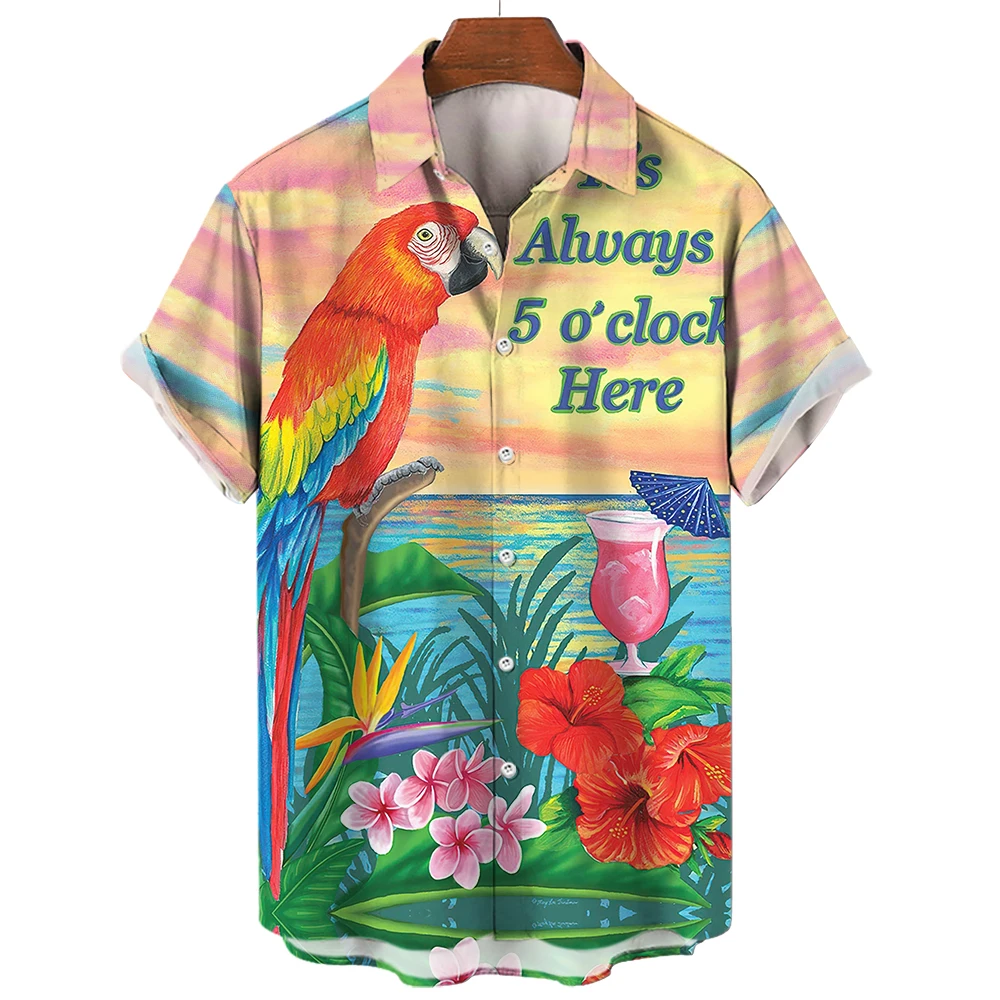 Camisas hawaianas con estampado 3D para hombre, blusa Hawaiana de manga corta con solapa y botones, moda de verano