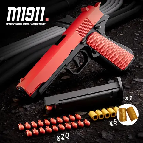 M1911 Shell-Ejecting Airsoft Pistol with Manual Cocking Safe Soft Bullets for Outdoor Shooting Game Toy Gun for Kids Adults