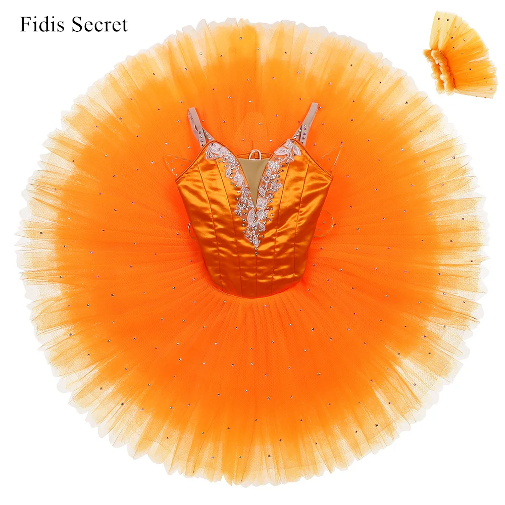 

Женские оранжевые блинные костюмы-пачки, классическое балетное танцевальное платье феи сахарной сливы, профессиональная сценическая одежда для балерины