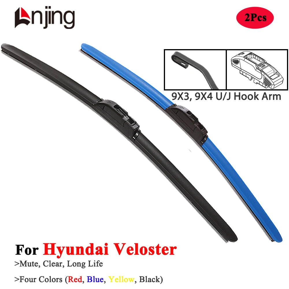 

LNJING Colorful Wiper Blades For Hyundai Veloster Turbo FS JS Coupe 2011 2012 2013 2016 2019 2021 2022 2023 2024 Car Accessories