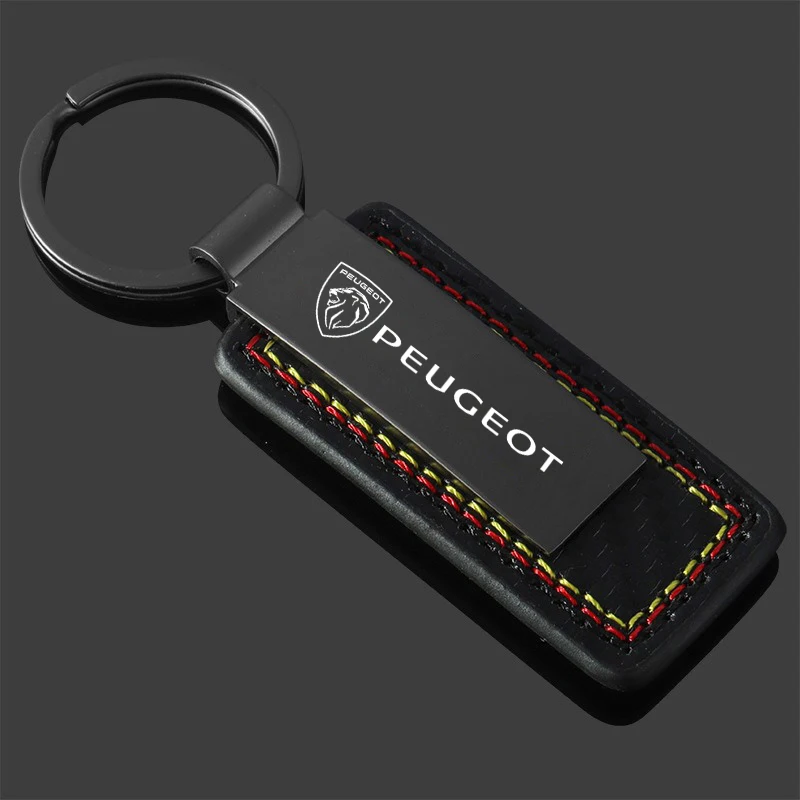 Leather Car Key Chain Anti-loss Keyring For Peugeot 307 308 206 207 3008 2008 406 407 408 508 301 208 Rifter 5008 Accessories