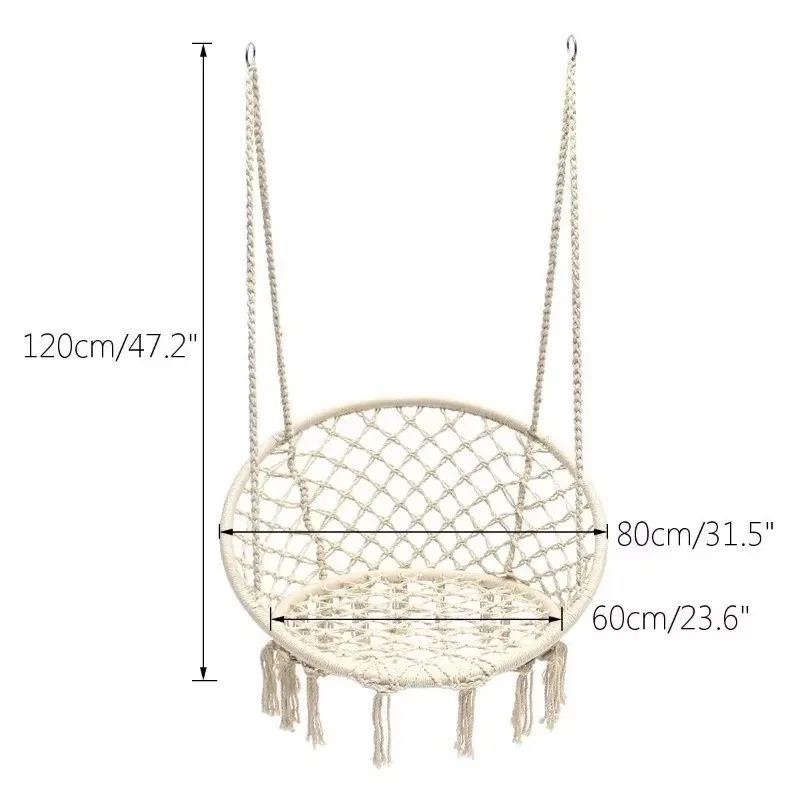 Garden Swing Nordic Style Hanging Chair Hammock Tassel Cotton Rope Woven Hanging Basket Swing Hanging Deck Chair Hammock Chair