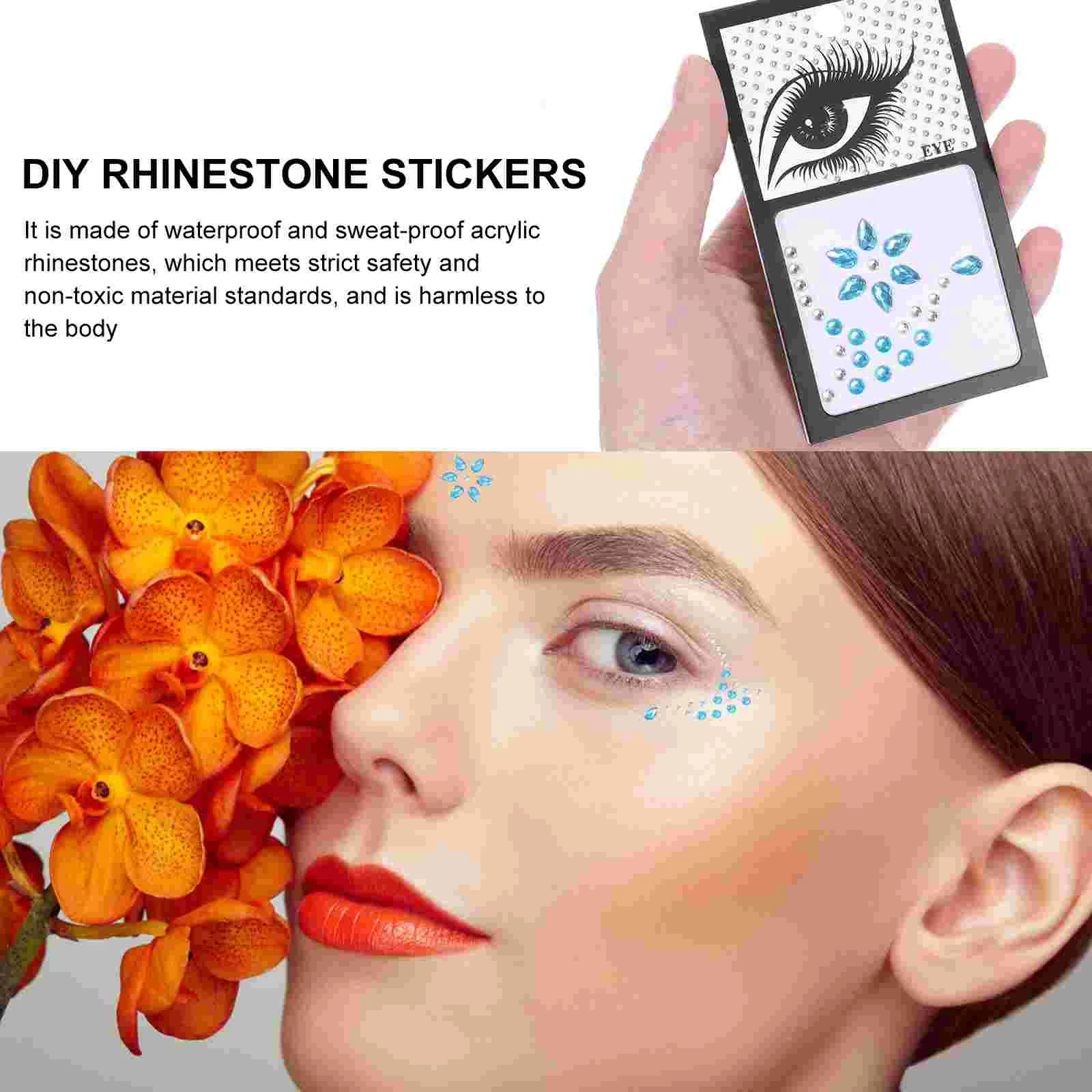 8 Sheets Festival Face Gems Nail Decorations for Facial Rhinestone Stickers Makeup Jewels