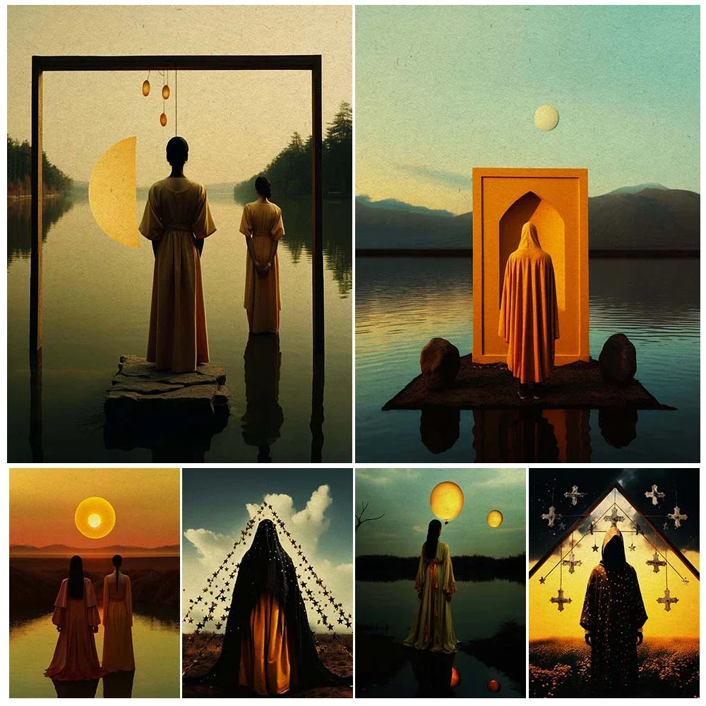 

Pagan Saint And Priest Looking Into The Distance Vintage Wall Art Canvas Print Surreal Fantasy Art Poster And Print Home Decor