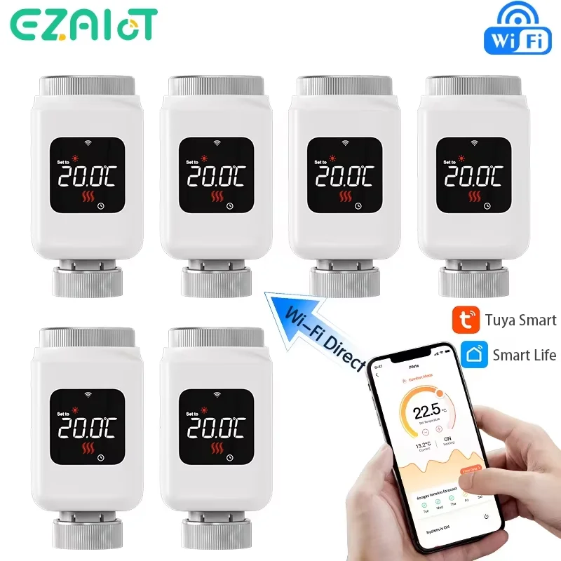 Tuya-válvula termostática inteligente para radiador, WiFi, TRV, aplicación remota programable, controlador de temperatura, calentador con Alexa y Google Home