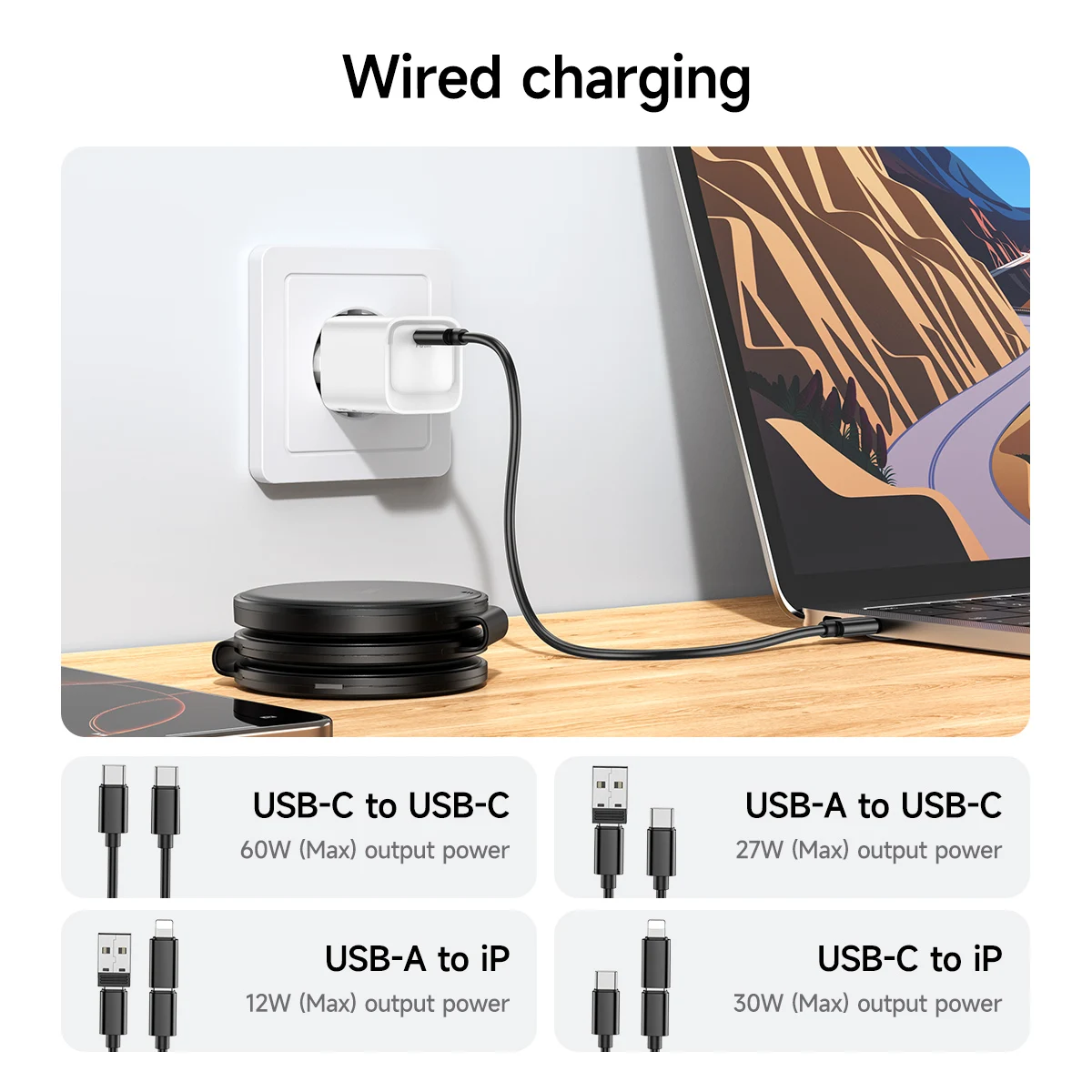 HOCO CQ24 All-in-one Wireless Fast Charger Stand Holder For Mobile Phones Smart Watch Earphones Chargers Travel Charging Set view 4