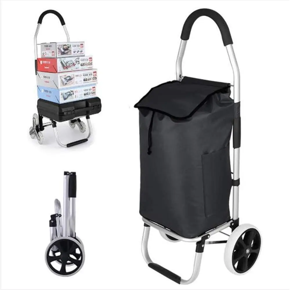

Универсальная водонепроницаемая тележка для покупок с большой корзиной, съемным рюкзаком и поворотом на 360 градусов ° Поворотные колеса - черные