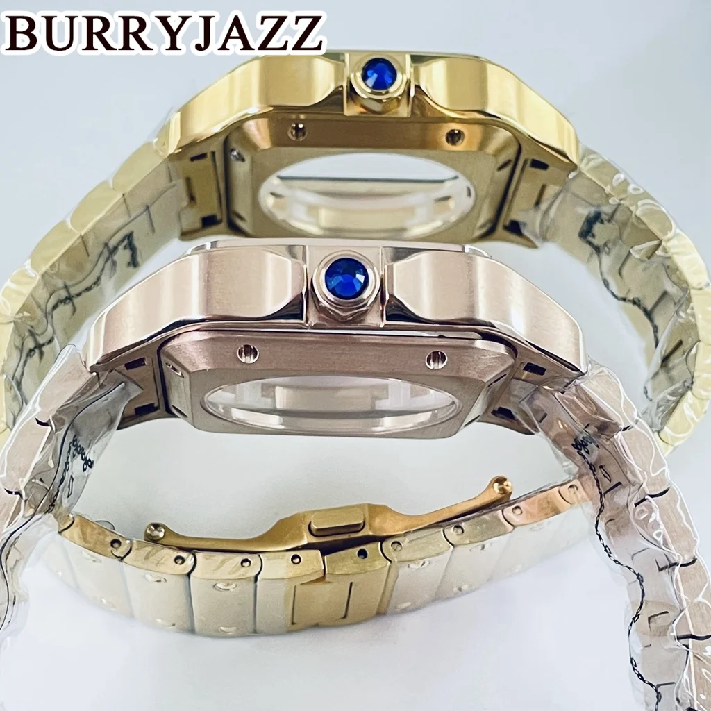 BURRYJAZZ حافظة ساعة مربعة 38 مللي متر لحركات NH35 NH36 مجموعة حافظة أوتوماتيكية 316L ساعة فولاذية إصلاح وتعديل أجزاء ساعة