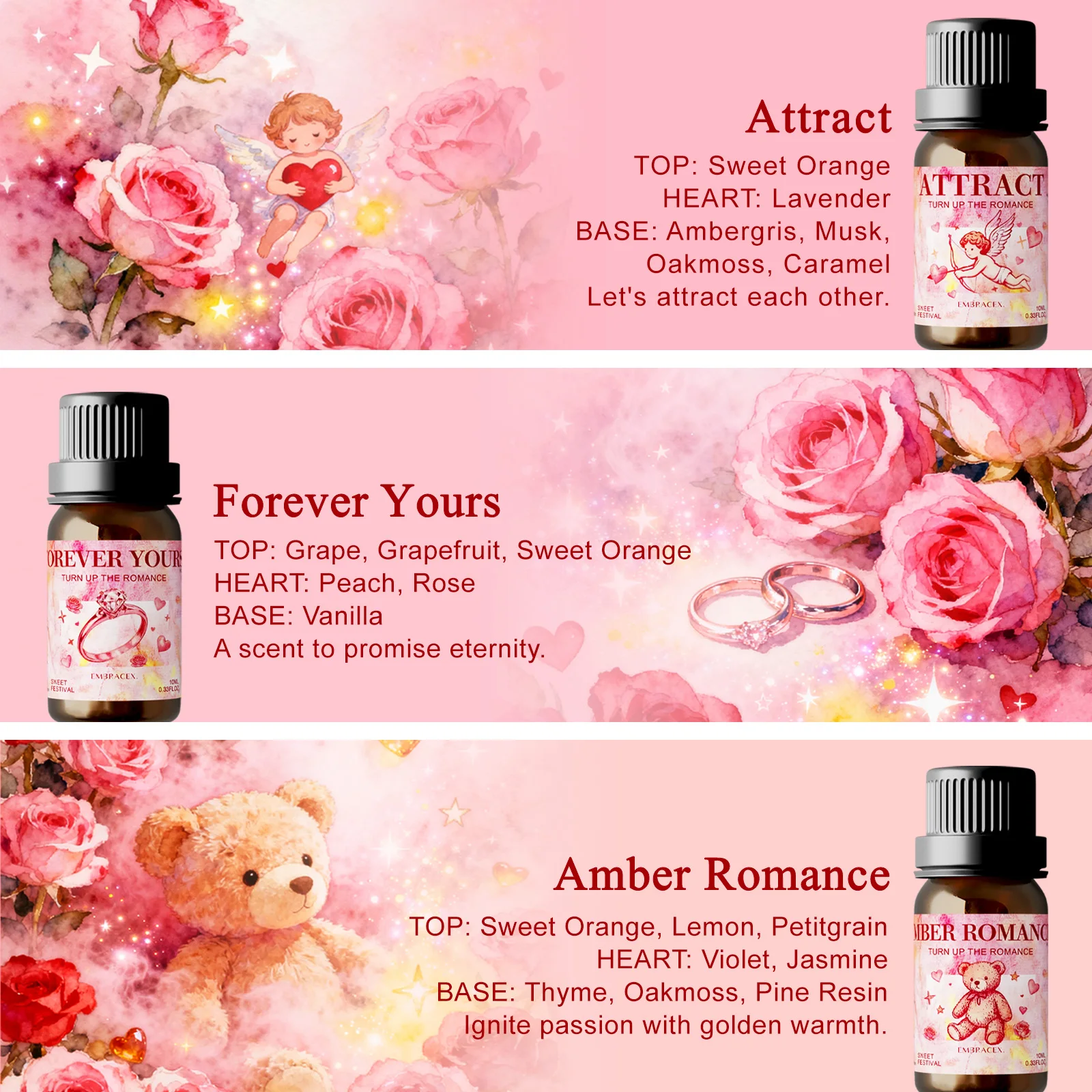 10 مل يجذب شمعة الزيوت العطرية لصنع موزع رومانسي لعيد الحب هدية رومانسية عطر الزيوت العطرية - عطر يدوم طويلاً #3