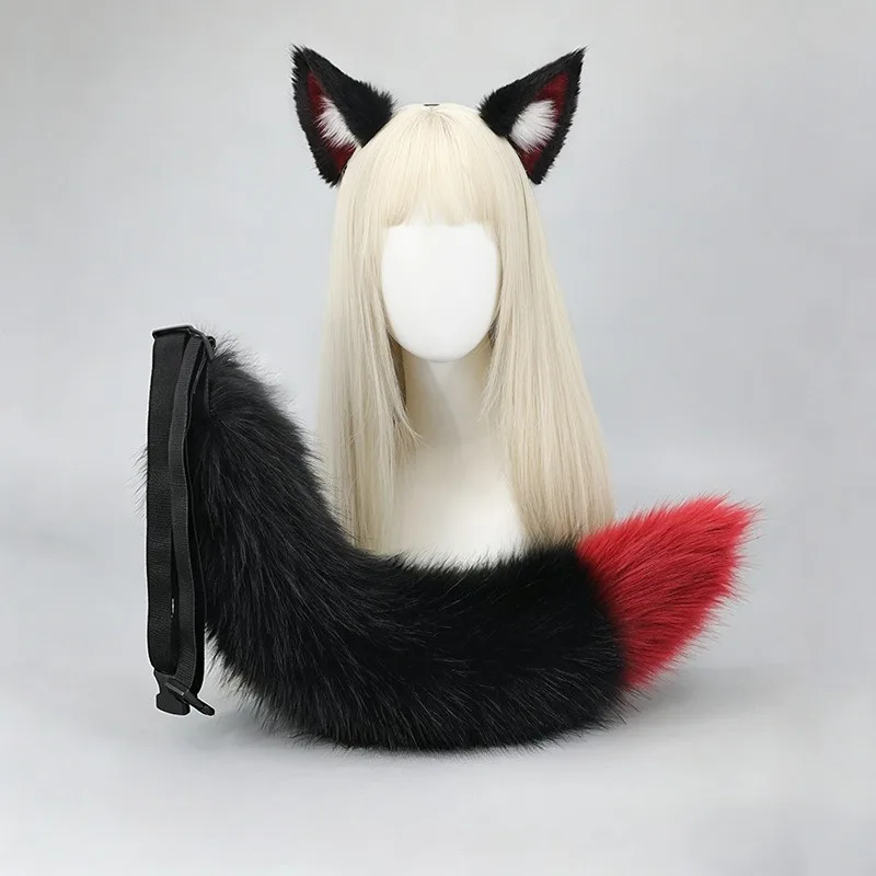 Handmade Game Texas Plush Headband Tail Set Fur Animal Wolf Fur Set Role Playing Party Live Equipment