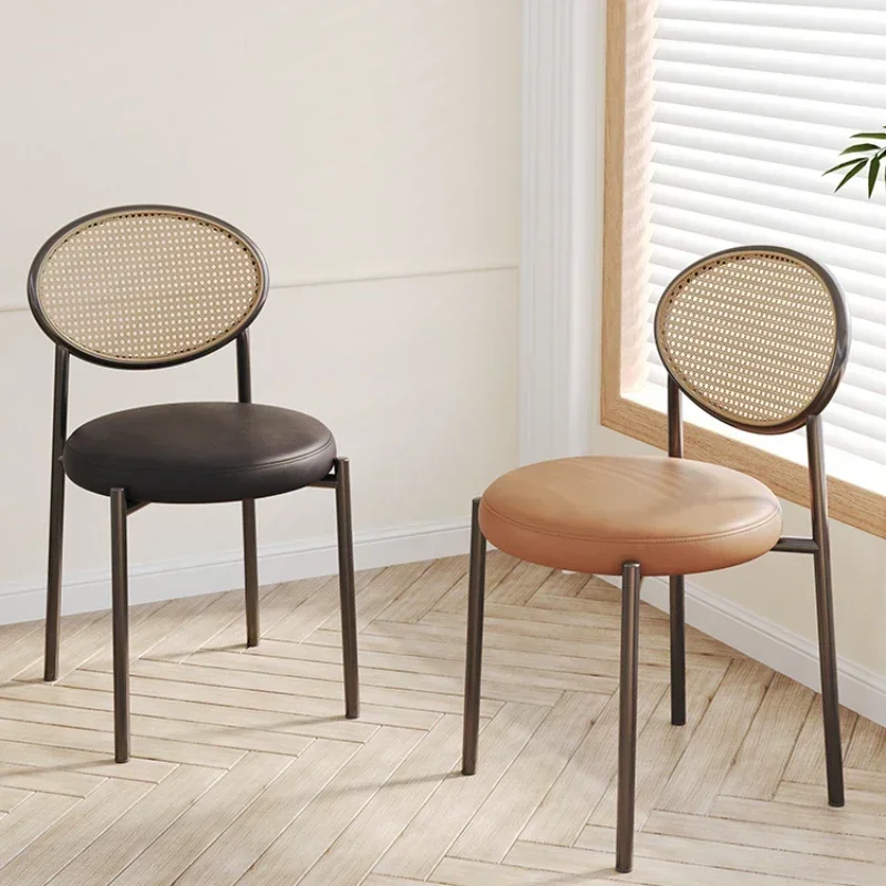 

Living Room Leisure Backrest Dining Chair High-value Bedroom Make-up Chair Rattan Weaving Vintage Style Tea Chairs Stools