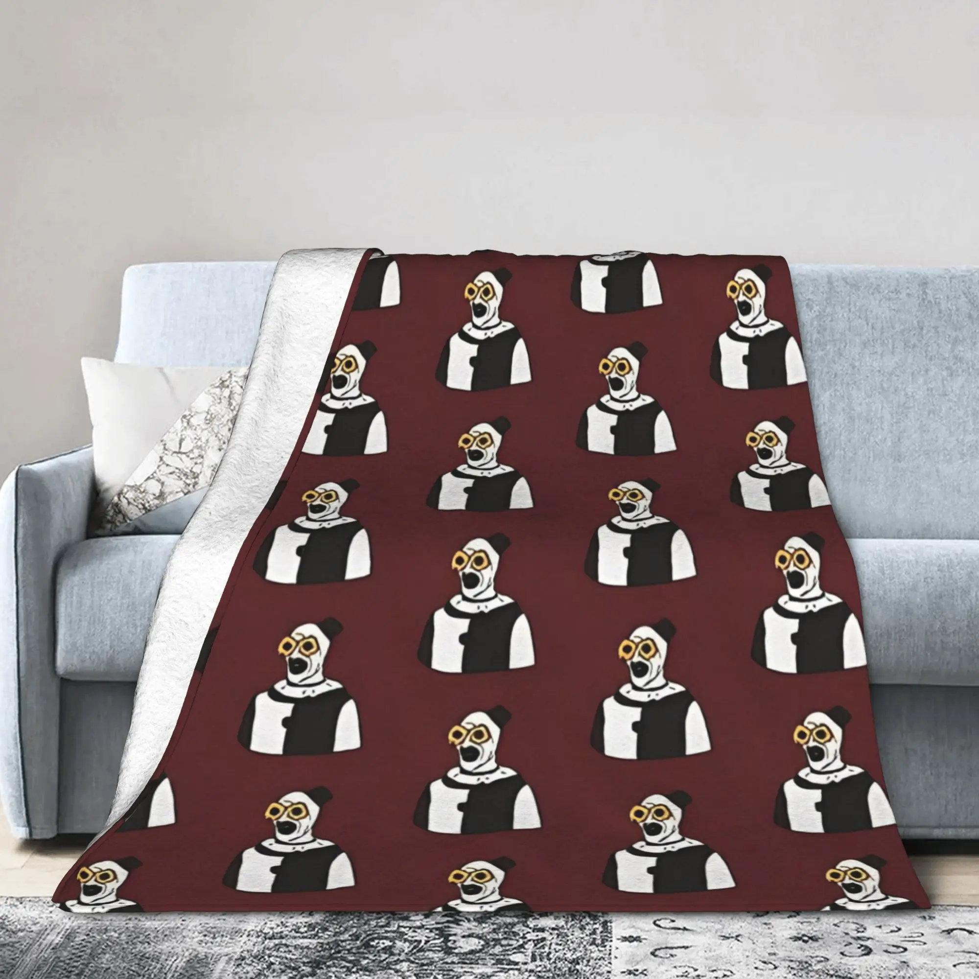 Terrifier Clown Fleece Throw Blanket Horror Movie Blankets for Bedding Couch Super Warm Bed Rug
