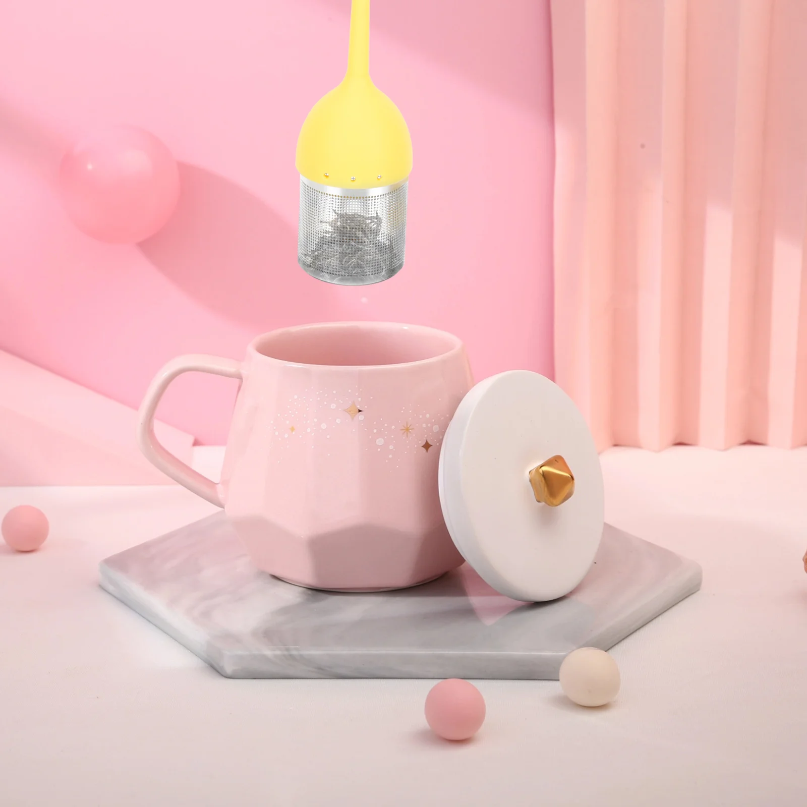 

Silicone Tea Strainer Stainless Steel Fine Mesh Filter For Loose Leaf Tea Brewing Reusable Kitchen Gadget Tool