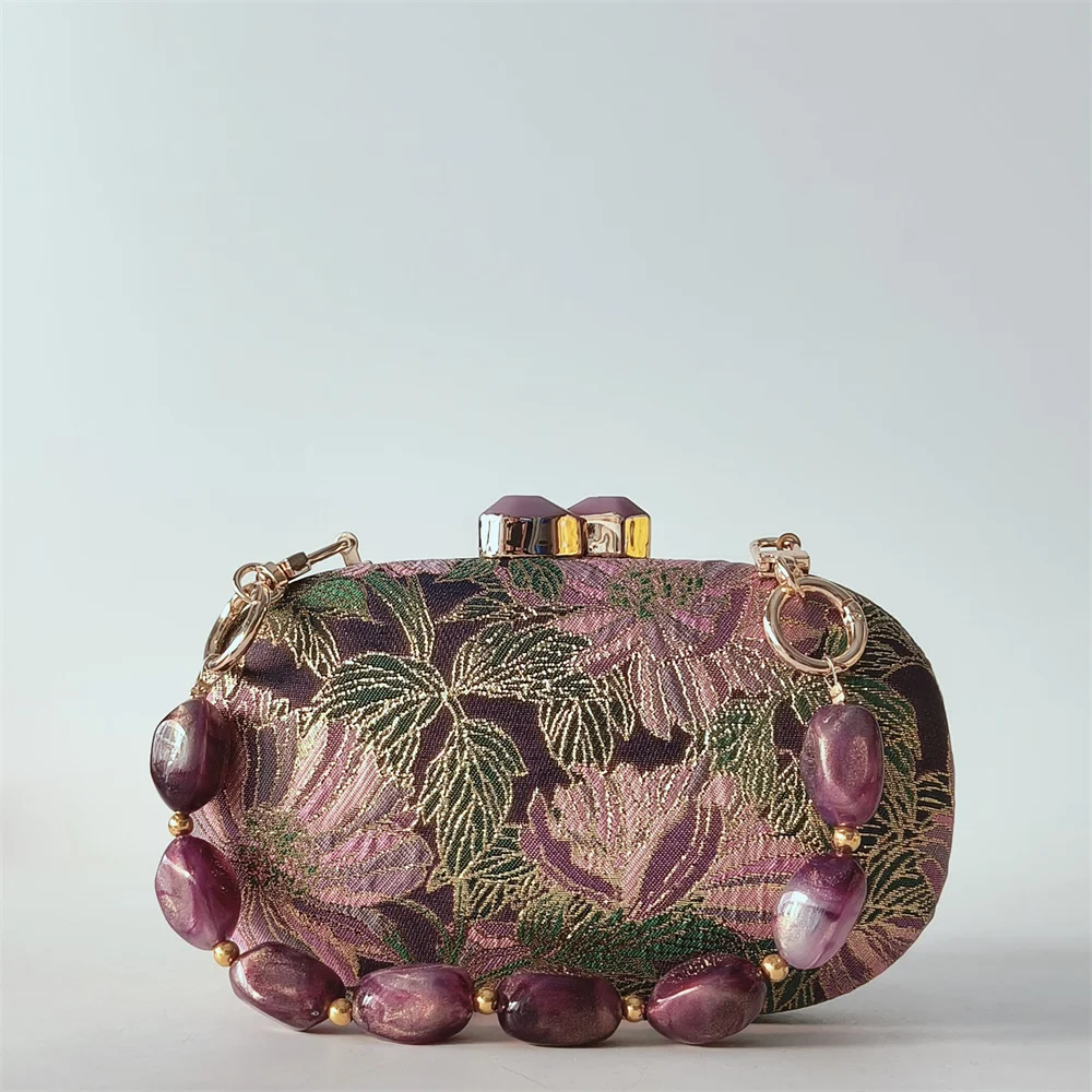 

Тканевая вечерняя сумочка Вечерние клатчи Новые женские тканевые кошельки на плечо и через плечо в европейском и американском стиле с цветочным принтом