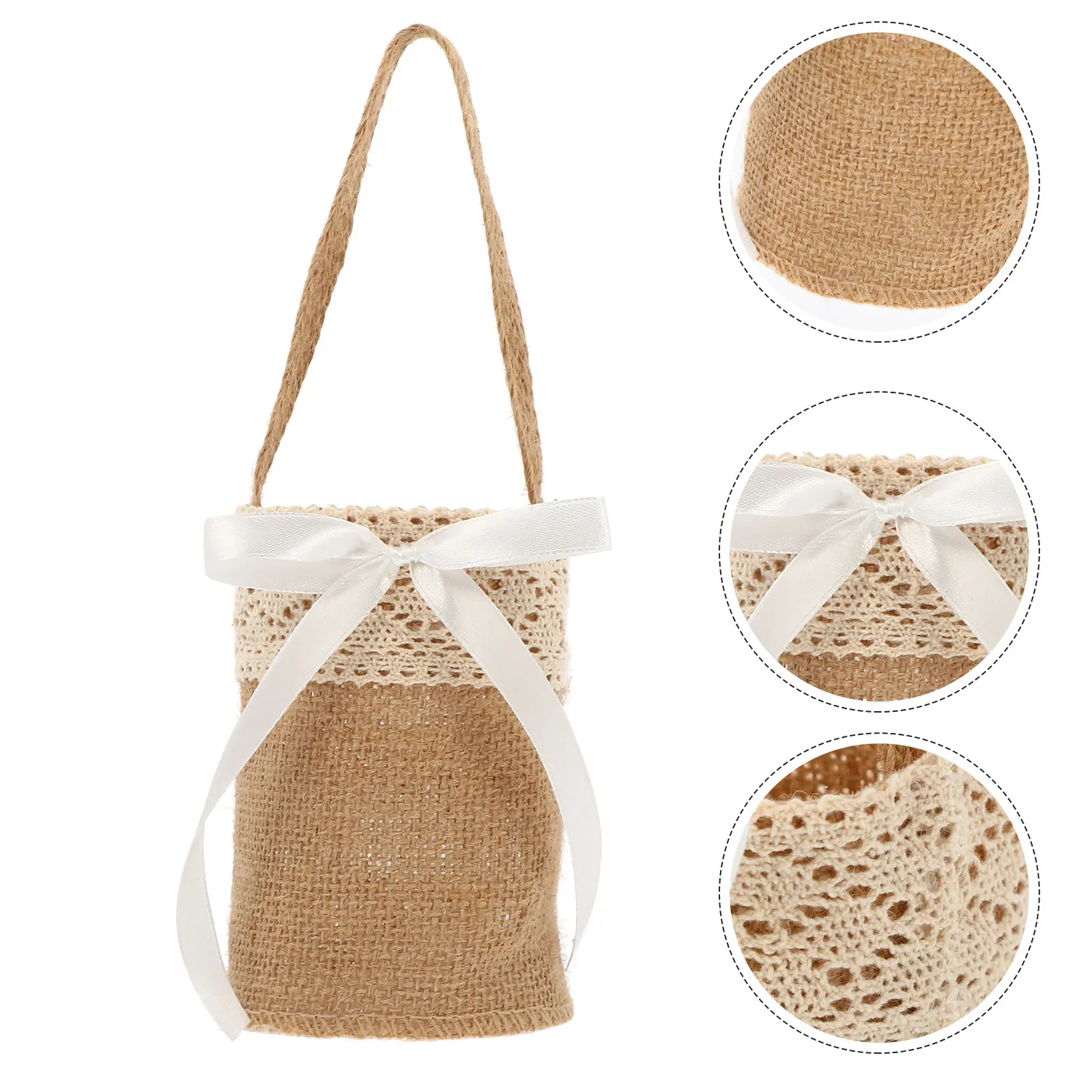 

2 Pcs Photography Props Burlap Bag Linen Bags Storage Basket Dried Flowers Cloth