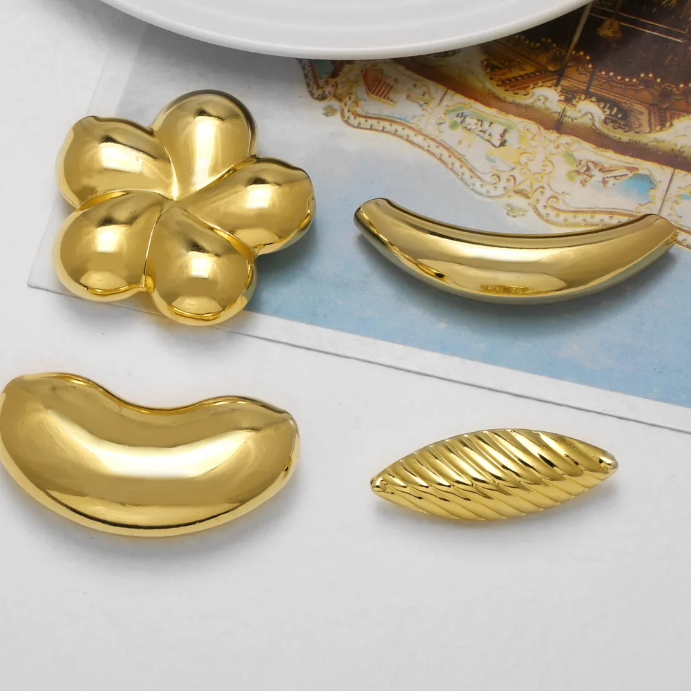 OCESRIO Chunky Flower Curved Tube Pendant for Necklace Copper Gold Plated Large Hole Beads for Jewelry Making Supplies pdtc045