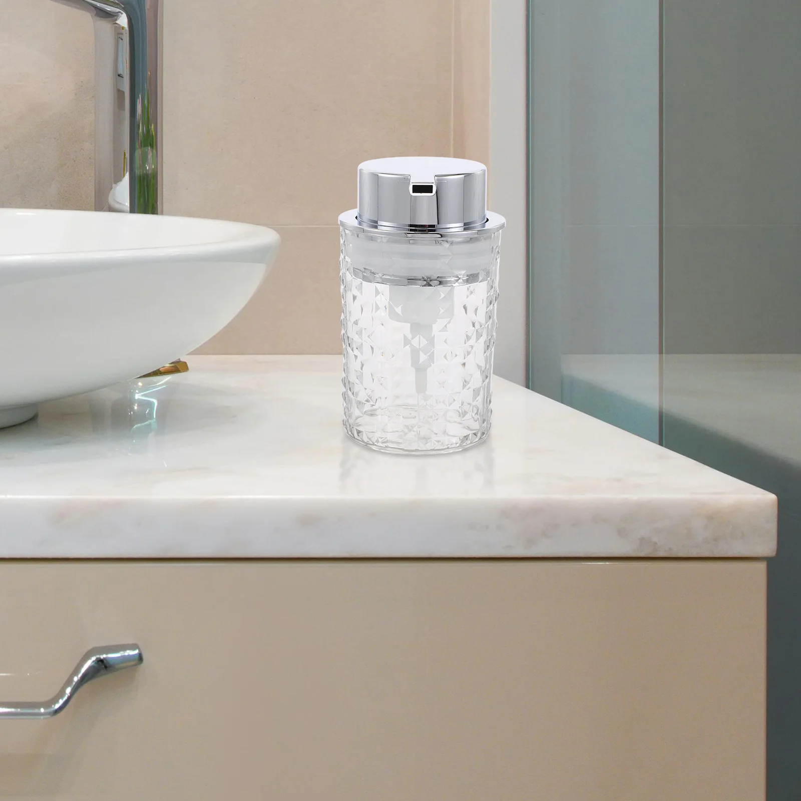 ขวดโฟมใสแบบเติมได้ ขวดแก้วใส่น้ำสบู่เหลว สำหรับห้องน้ำ ห้องครัว พร้อมหัวปั๊มโฟม