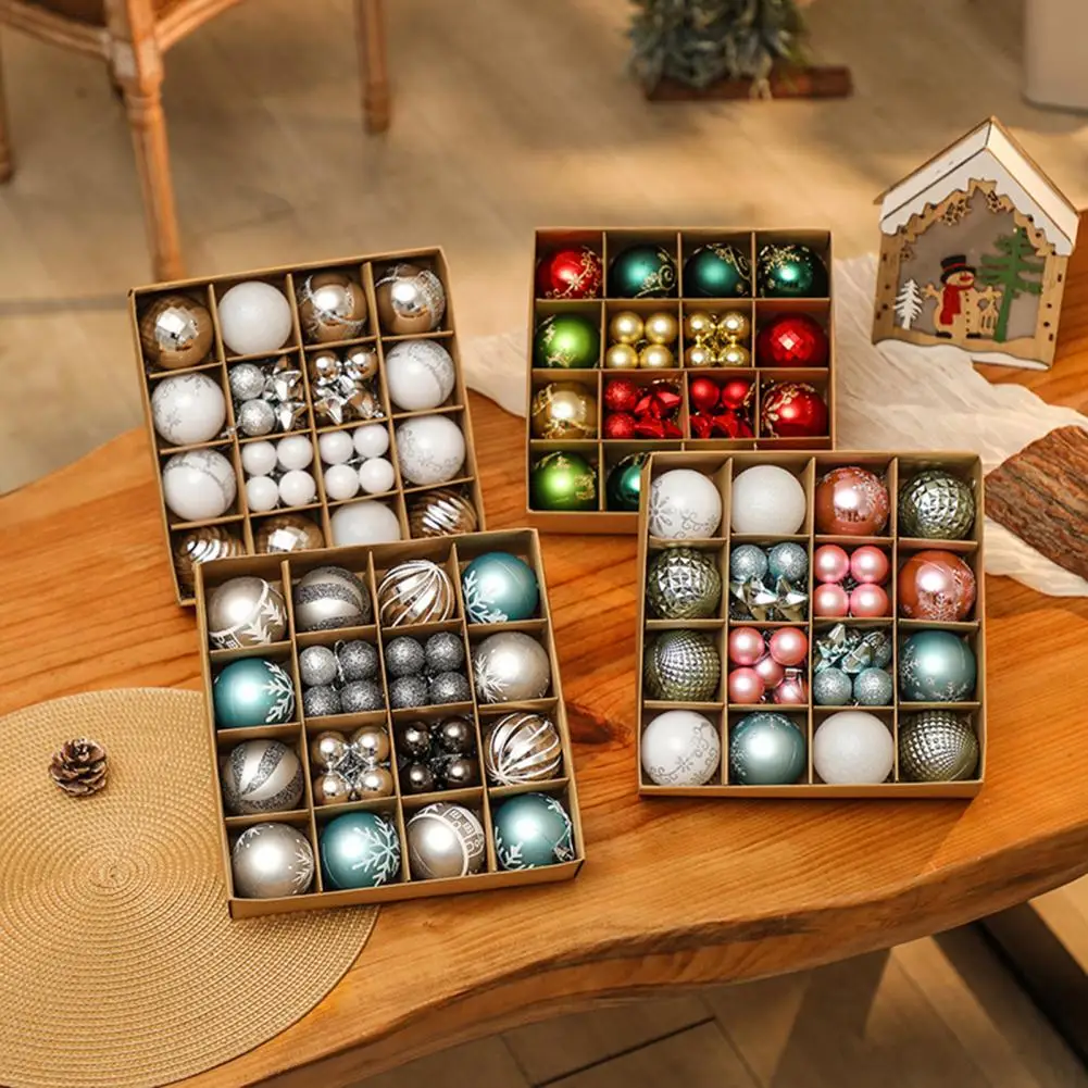 44Pcs Xmas Tree Hanging Ball Shatterproof Ball Pendant Christmas Balls Ornaments for Holiday Wedding Party Home Decorations