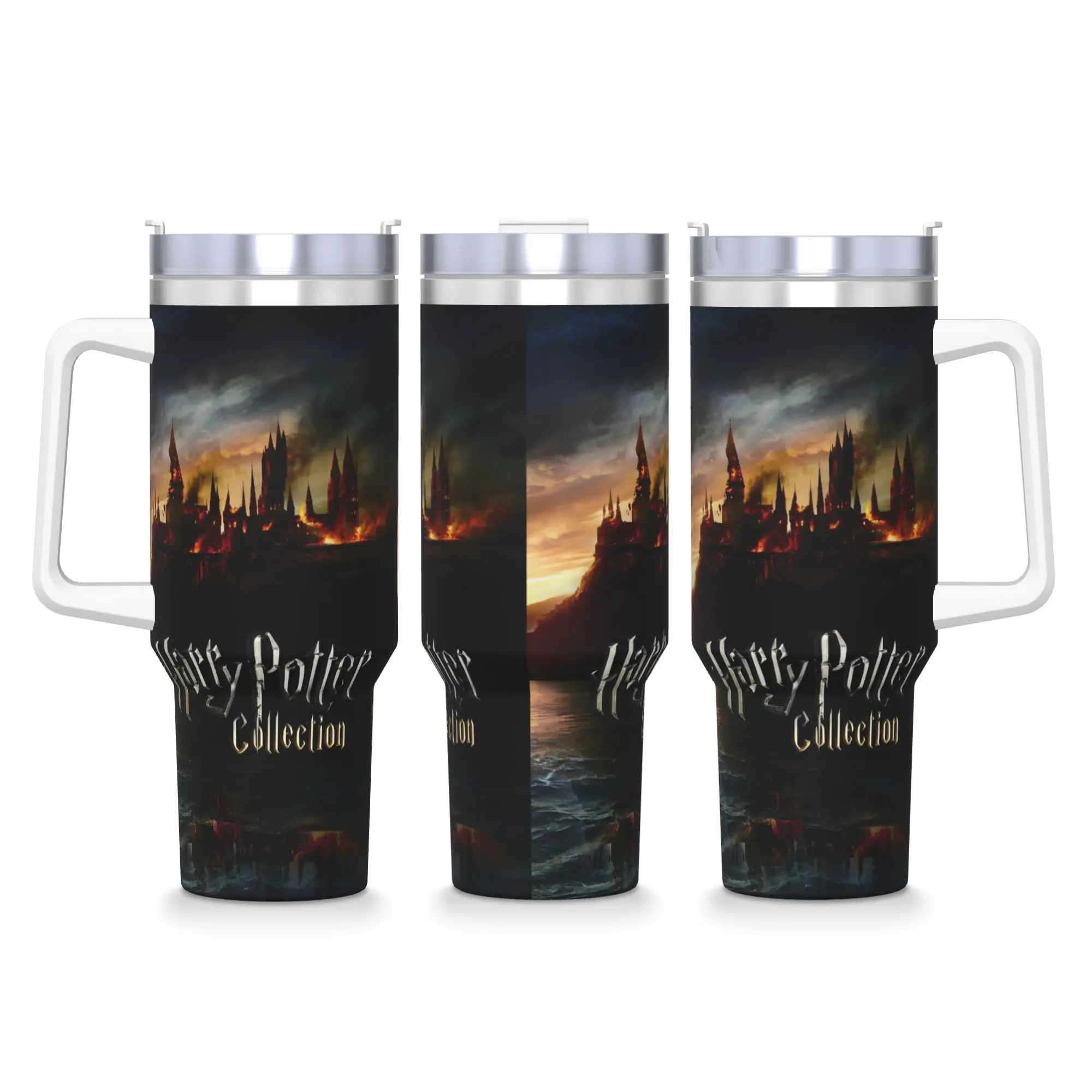 

Stainless Steel Tumbler H-HARRY Movie Car Mugs With Straws P-POTTER Camping Cold Drink Water Bottle Insulated 40oz Thermal Cups