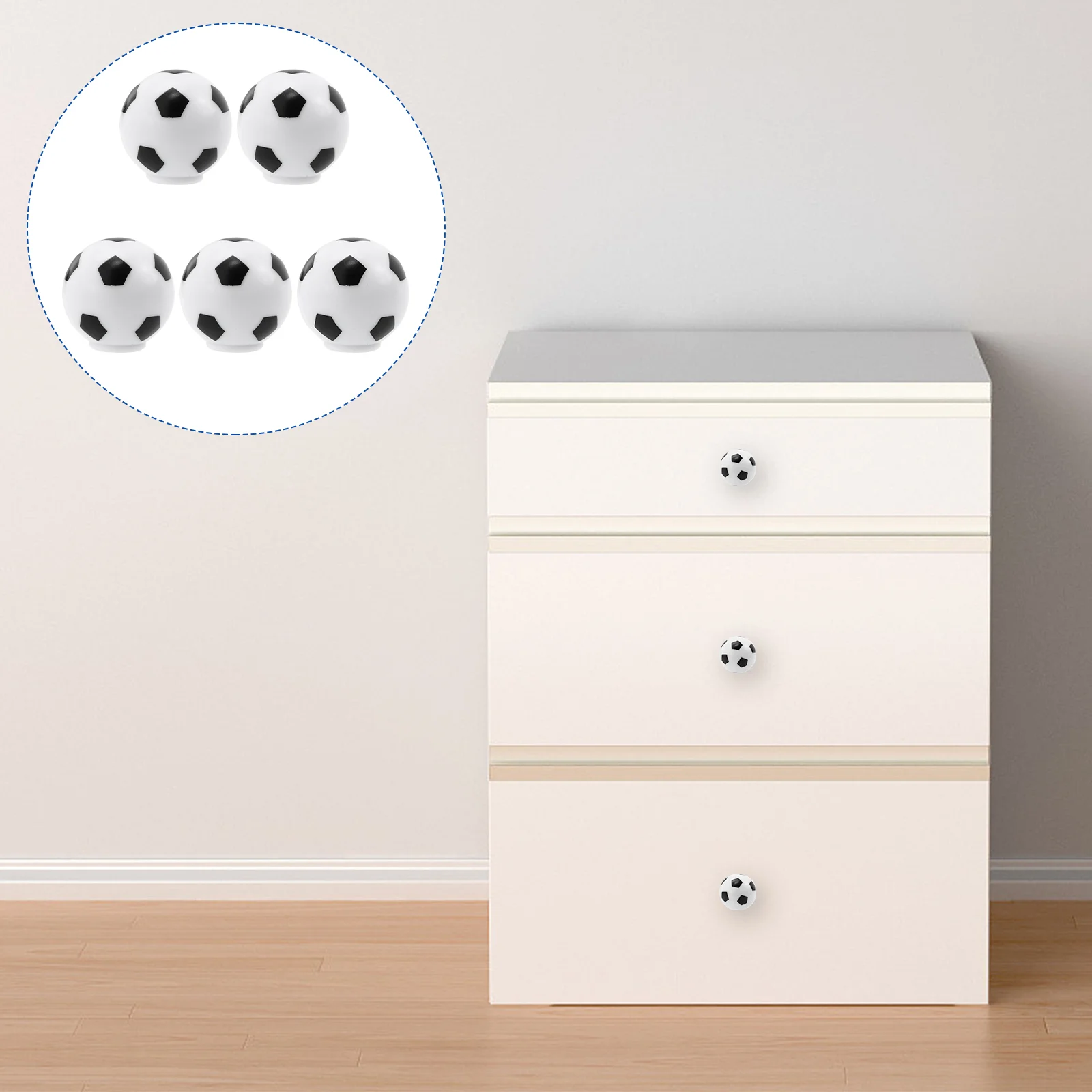 5 Pcs Football Pattern Furniture Handle Children Room Pull Knob Closet Anti Collision Cabinet Knobs Soccer Shape Drawer