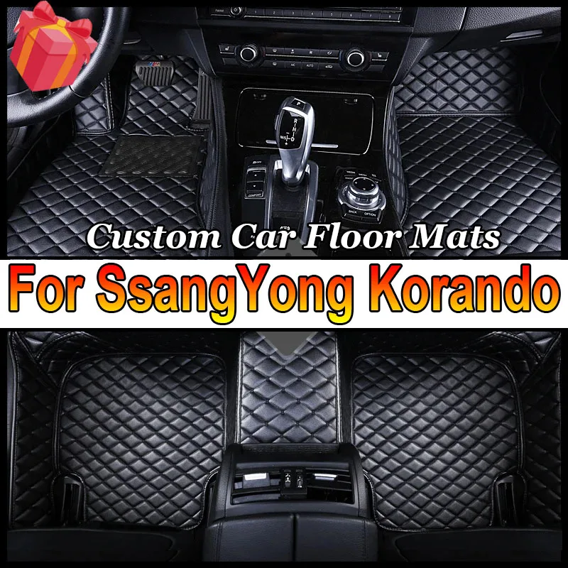 Car Floor Mats For SsangYong Korando C New Actyon C200 2010~2019 Luxury Auto Mat Set Rugs Protective Pad Carpets Car Accessories